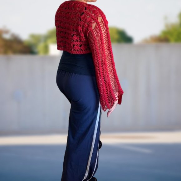 Handmade lace mesh net summer spring crochet crop top lightweight cover up cott - Picture 8 of 16